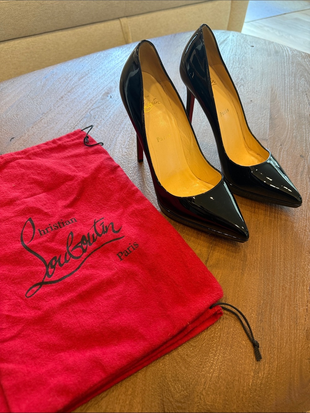 Christian Louboutin Pigalle Plato 120 Black Patent Platform Pumps Size 41